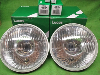 Lucas Left Hand Drive (LHD) H4 Headlamp Pair, New head lamp, headlight, head light