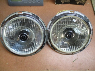 Lucas J Headlamp Pair, refurbished, with rims head lamp, headlight, head light