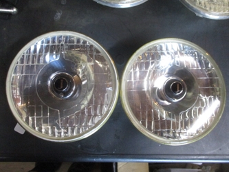 Lucas J Headlamp Pair, refurbished, small bulbholders head lamp, headlight, head light