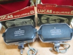 Lucas FT8 Square 8 Foglamp Pair, MG Midget, MGB; Rolls-Royce; Shelby Mustang; Triumph TR6, NOS  fog lamp, foglight, fog light