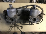 MGA SU Carburetor Pair with intake manifold for rebuilding 