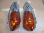 Taillamp Pair, Jaguar XK140, XK150, Original Rechromed Pair with rare Amber Lenses 
