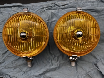 Yellow Lucas SFT576 Foglamp Pair, Restored Originals  fog lamp, foglight, fog light