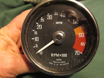 Smiths Tachometer/Revolution Counter, Austin-Healey Sprite; MG Midget, MGB, 1968-76, Original 